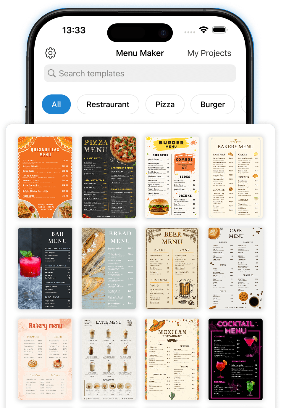 Menu Maker App for IPhone and IPad