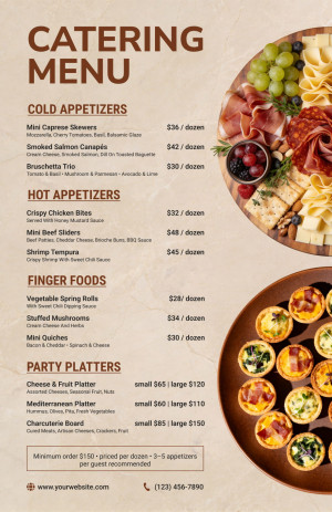 Appetizer Catering Menu