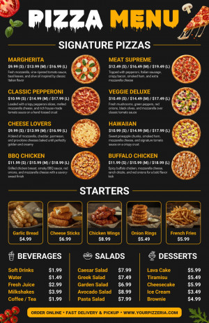 Bold Dark Pizzeria Menu