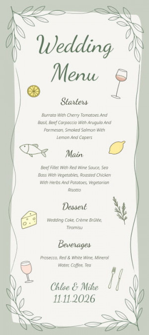 Botanical Wedding Menu
