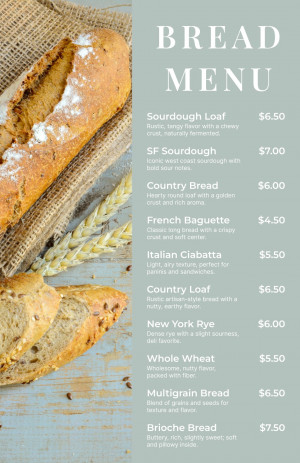 Bread menu