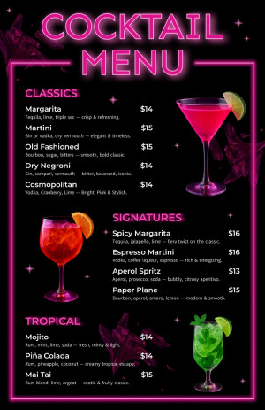 cocktail menu