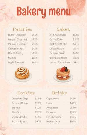 Decorative frame bakery menu