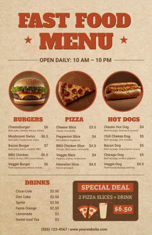 Fast food menu grunge style