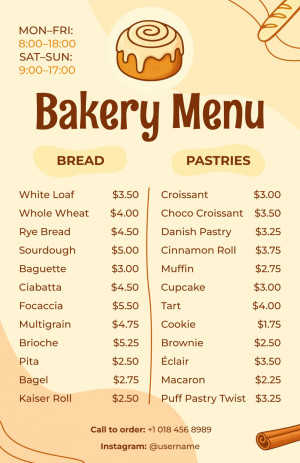 Illustrated Bakery Menu