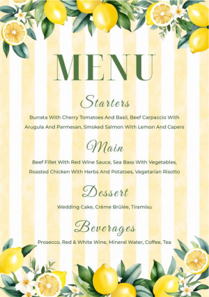 Italian Lemon Wedding Menu