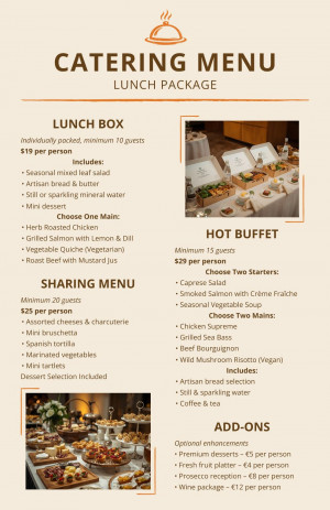 Lunch Catering Menu