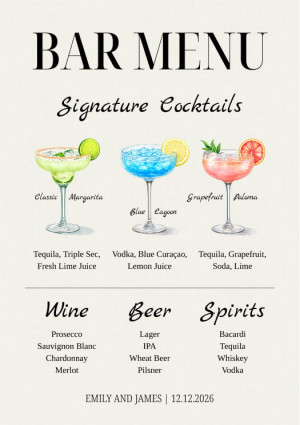 Modern Illustrated Bar Menu