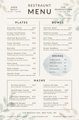 organic restaurant watercolor