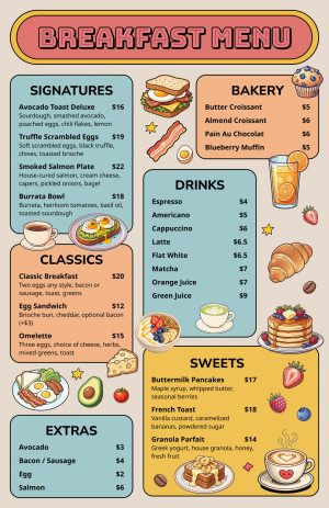 Retro Illustrated Breakfast Menu