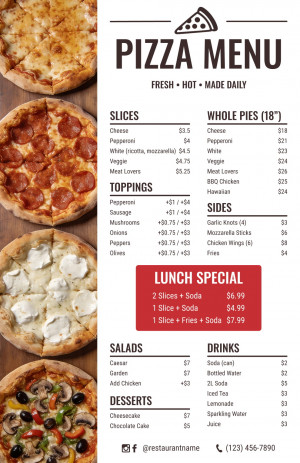 Sidebar Photo Pizza Menu