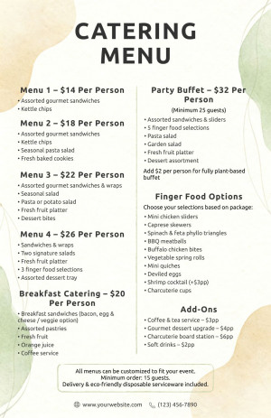Simple Catering Menu