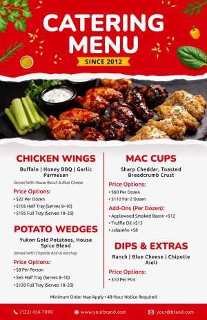 Simple Food Catering Menu