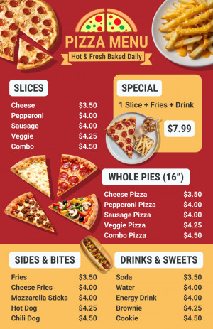 Street Style Pizza Menu