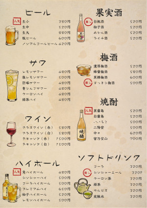 Vintage Japanese Drink Menu