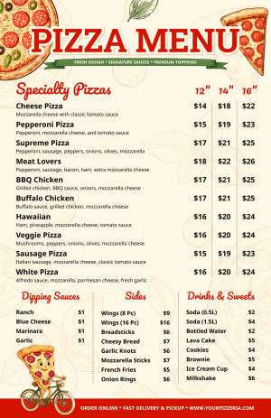 Vintage Pizzeria Menu Board